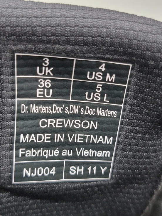 Dr. Martens Crewson Combat Boots Black Nubuck Lace Up Men's Size 4 New - Picture 4 of 10